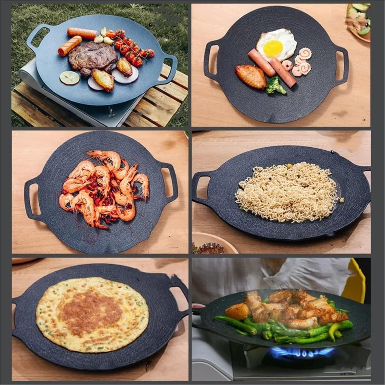 Compatible For Round Medical Stone BBQ Griddle, Marble Non-Stick Grill Pan With Handle For Camping And Outdoor Barbecue