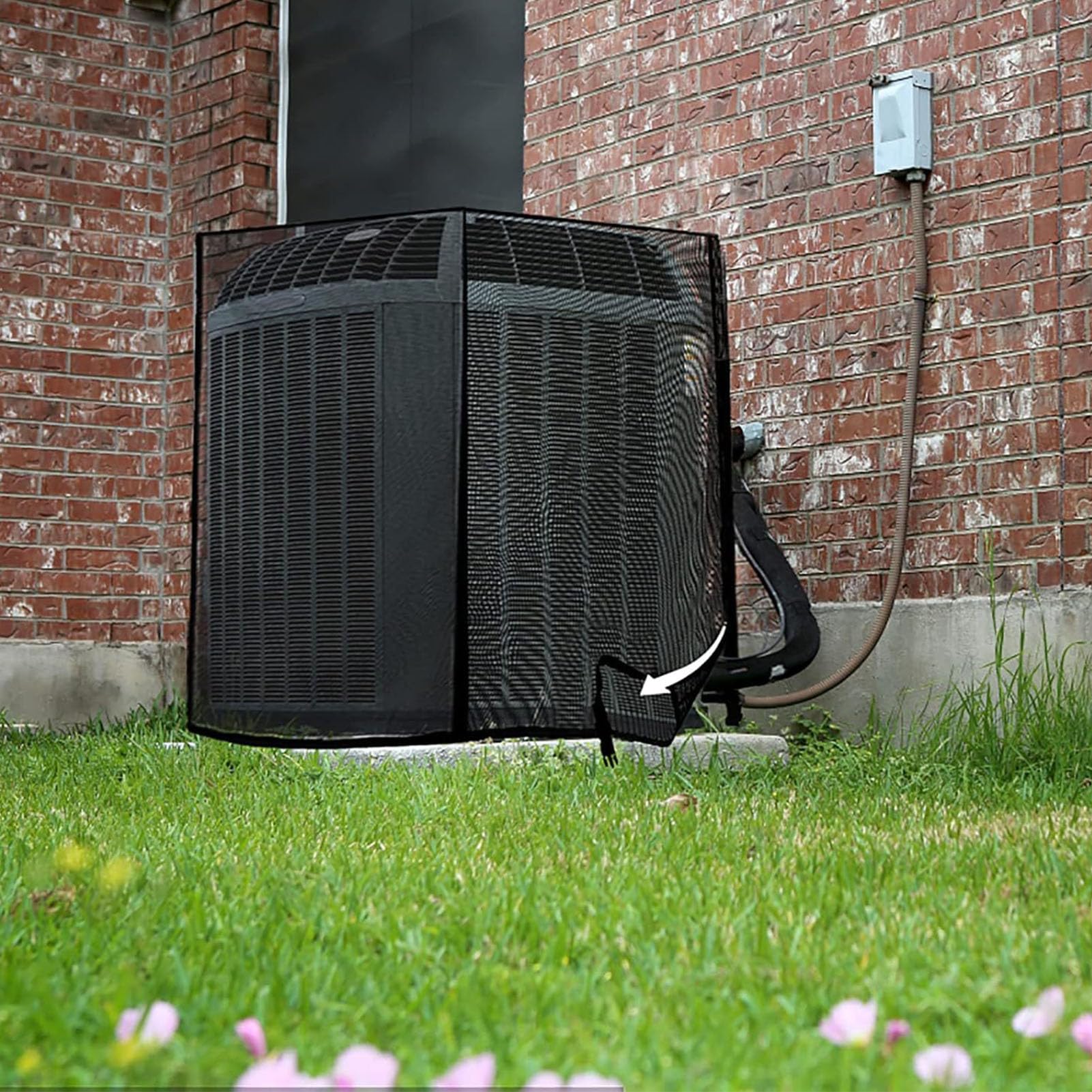Osłona Klimatyzatora Zewnętrznego, Zmywalna Siatka Poliestrowa Powlekana PCV Osłona Modułu Klimatyzacji z Regulowanymi Paskami, Ochrona Przed Liśćmi 35,43 X 35,43 X 39,37 Cala