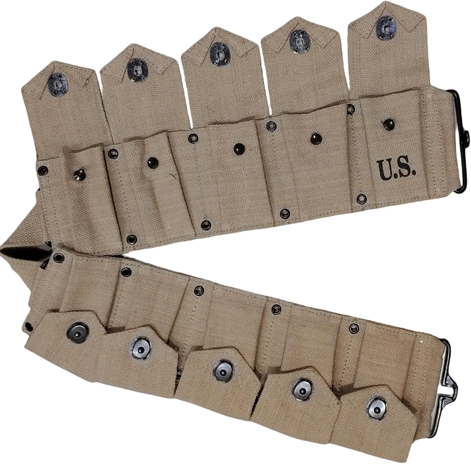 U.S Army M1923 Rifle Cartridge WWII Springfield M1 Garand 10 Pocket Canvas Ammunition Belt Bandolier