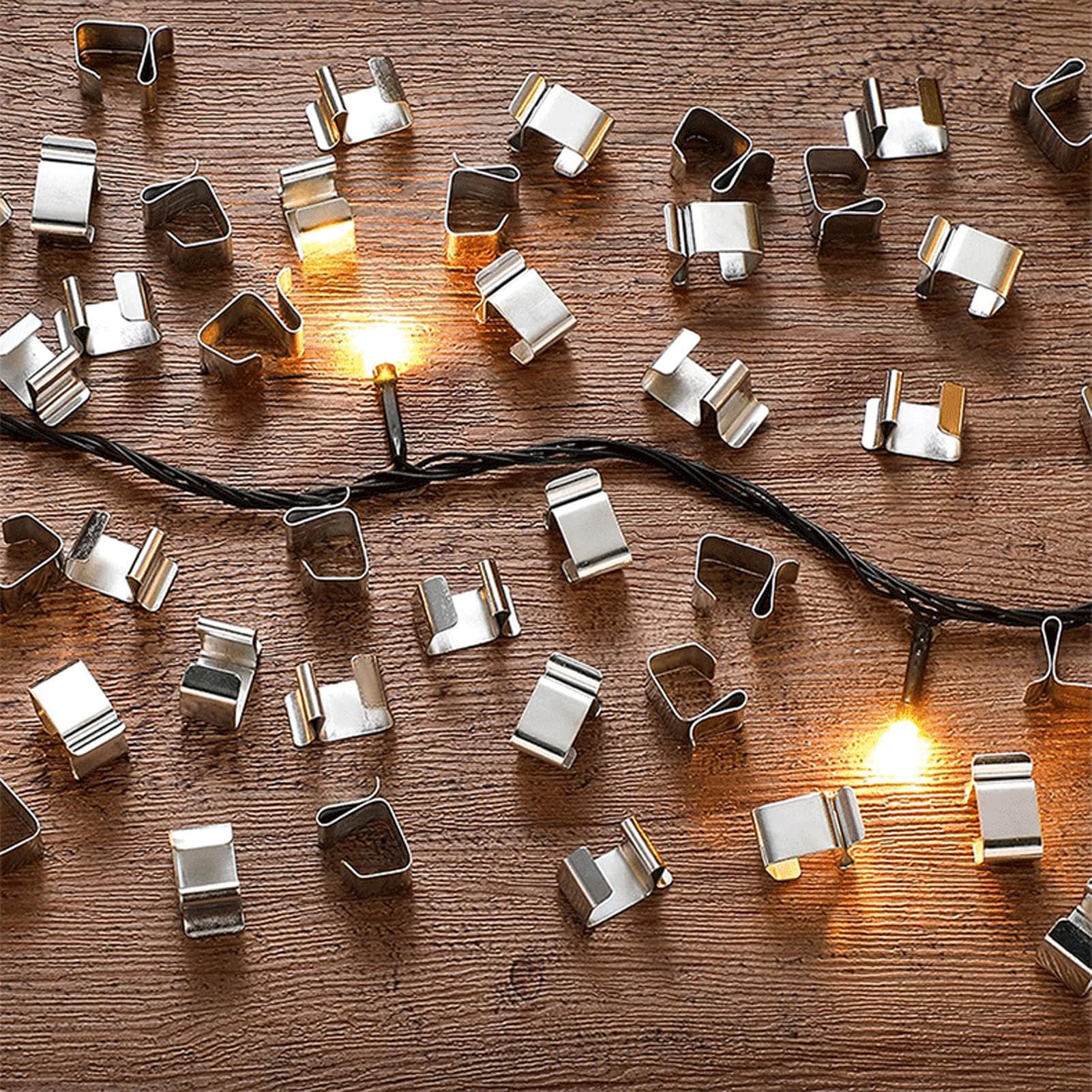 50 stuks metalen goot haken multipack outdoor kerstverlichting clips goot haken voor opknoping kerstverlichting voor roestvrij staal vakantie lichten clips (klein