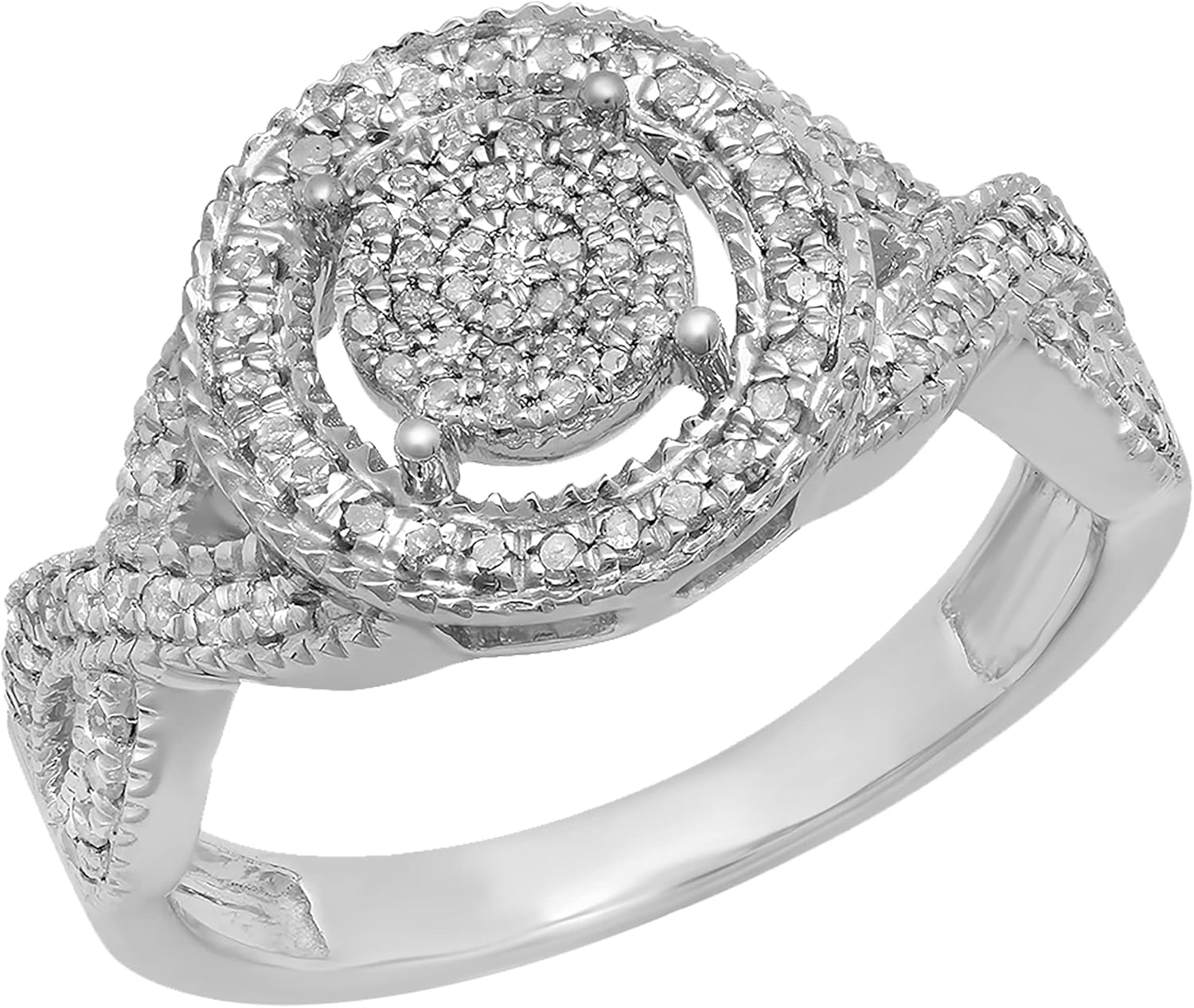 Dazzlingrock Collection 0.34 Ctw Round White Natural Diamond Ladies Micro Pave Engagement Ring 1/3 CT, Sterling Silver