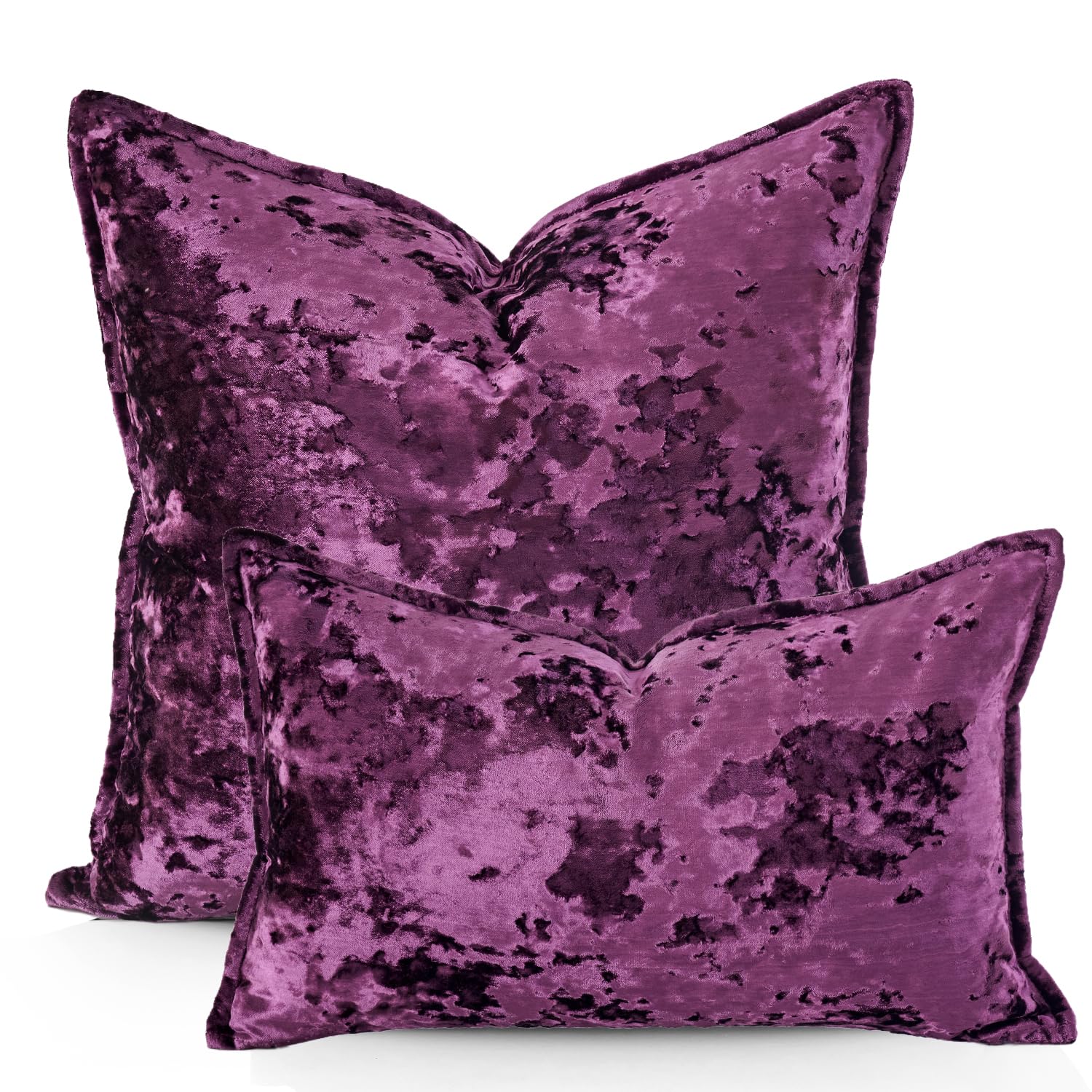 Yonous Premium Series, Crushed Velvet Cushion Covers, Luxury Thick Throw Pillow for Home Decor Eggplant Purple - Image 2