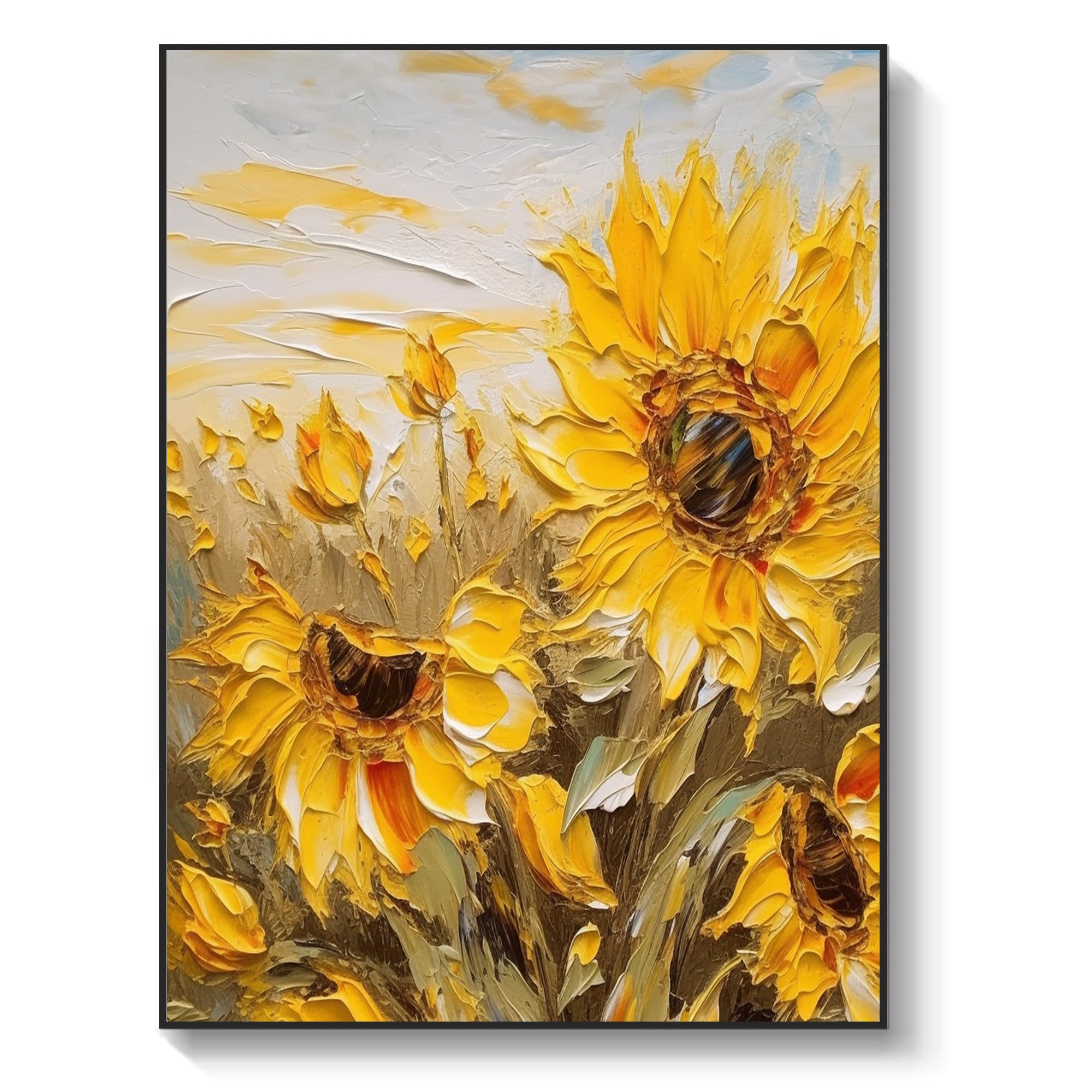 絵画 sunflower Amazon.com: Jsiluxna Sunflower Painting Original Blooming
