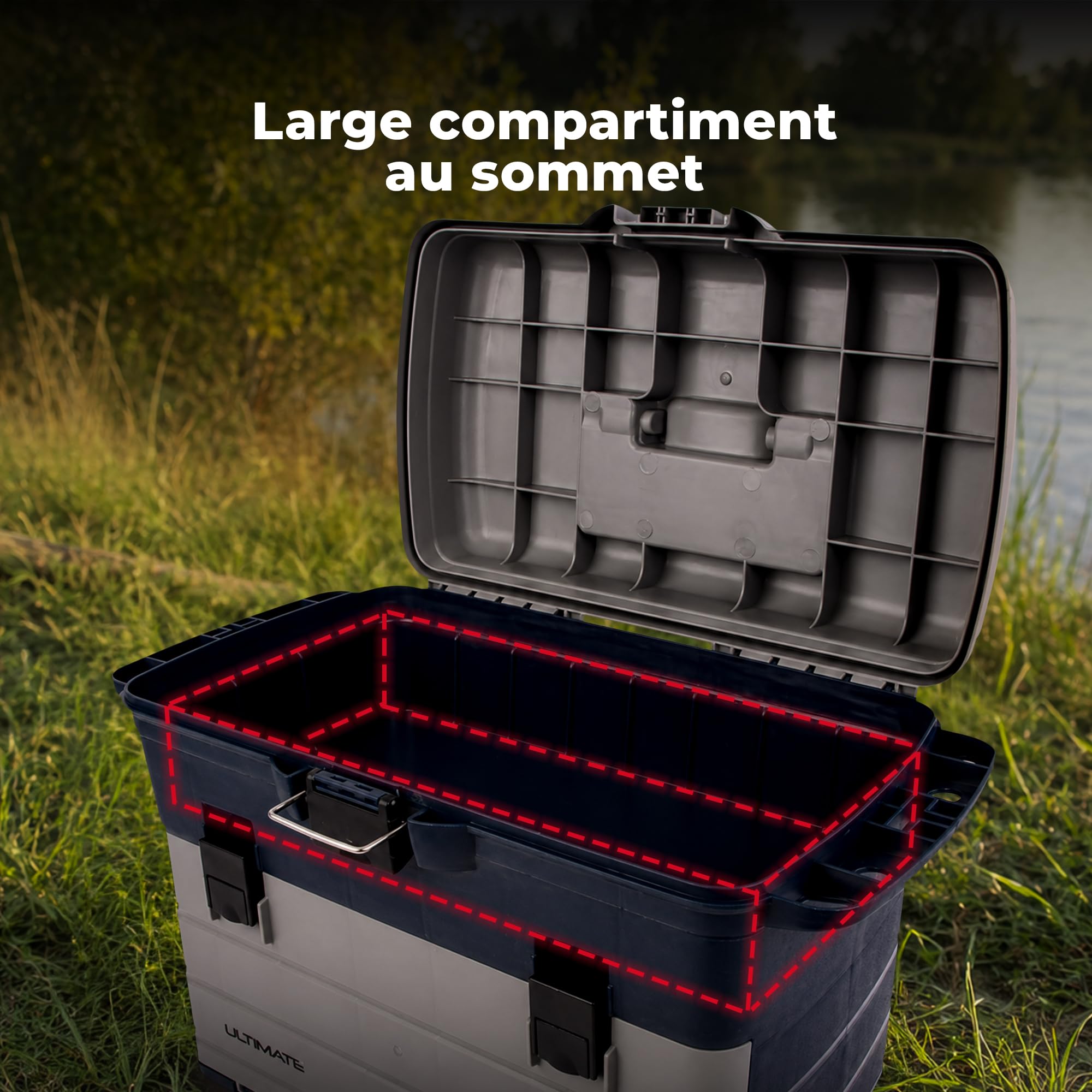 Coffre De Rangement Ultimate XL Avec 3 Boîtes - Mallette De Pêche