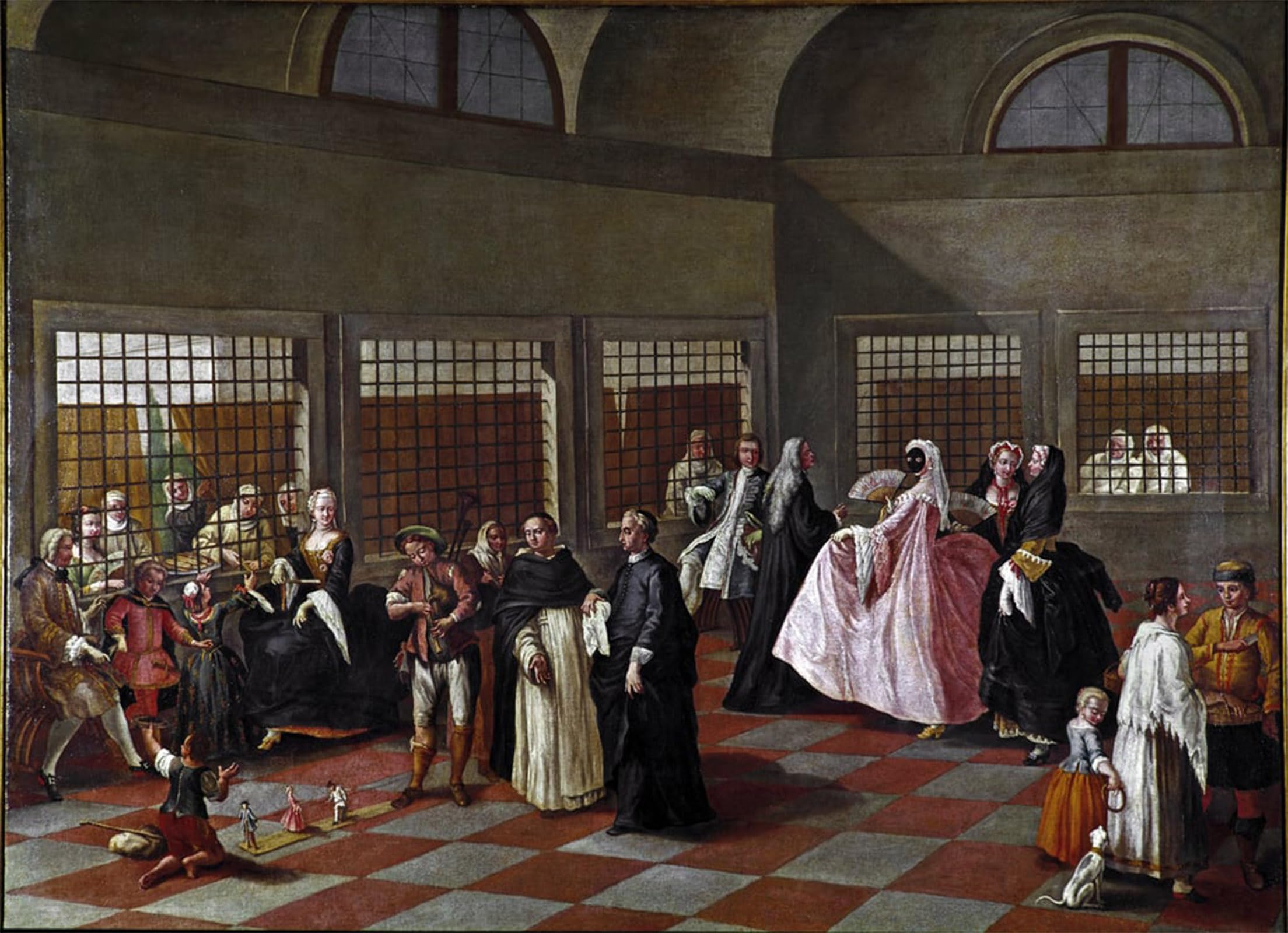 ARTXLXXBN Famous Art Print Poster Vintage Wall Art the Parlor of the Convent Painting From the Entourage by Pietro Longhi Canvas Art Poster for Home Decor 60x90cm