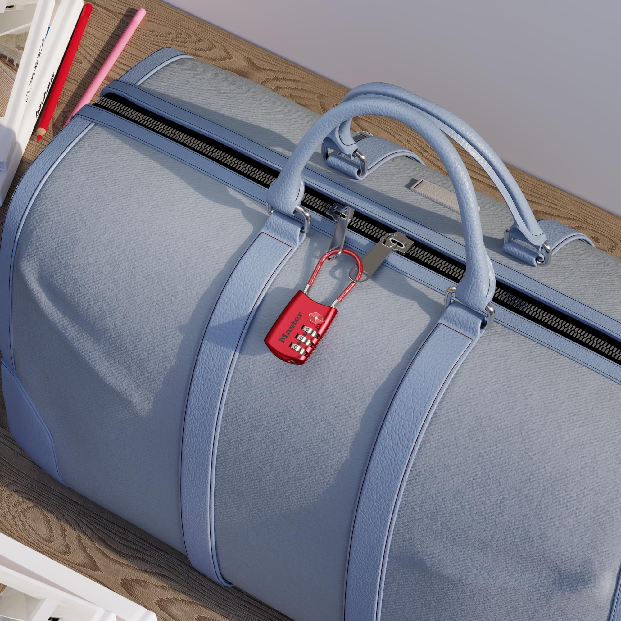 Master Lock Kłódka z możliwością ustawienia własnej kombinacji zamka szyfrującego z atestem TSA,1 szt., czerwona, 4688D