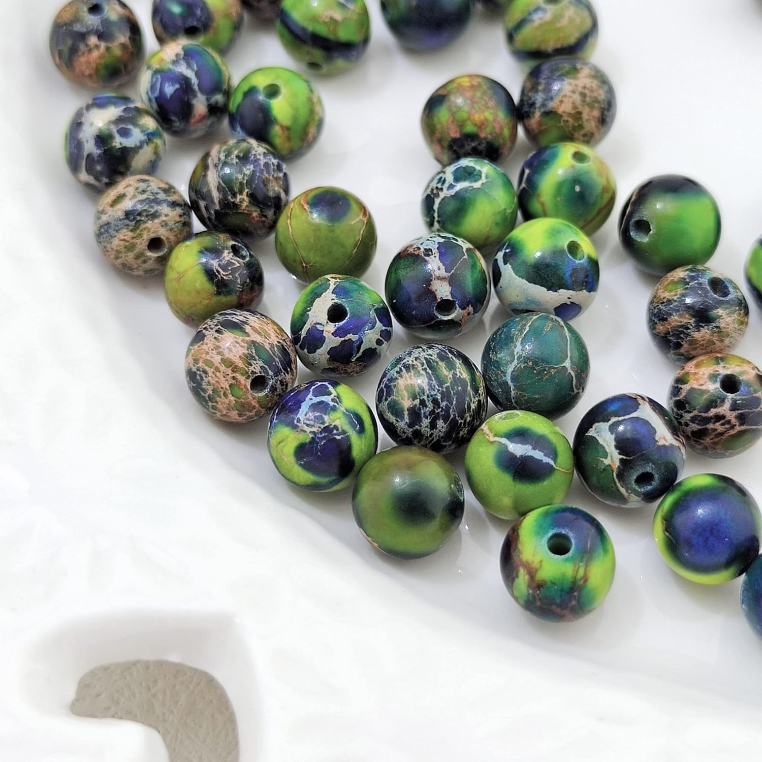 6MM Colorful Round Stone Beads Natural Emperor Jasper Loose Beads for Jewelry Making Stone Round Loose Stone Beads for DIY Bracelets Necklace(ZS-1215-Green*6MM) Green 6MM