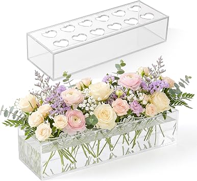 Acrylic Flower Vase Rectangular Clear Floral Vase for Home/Wedding/Party