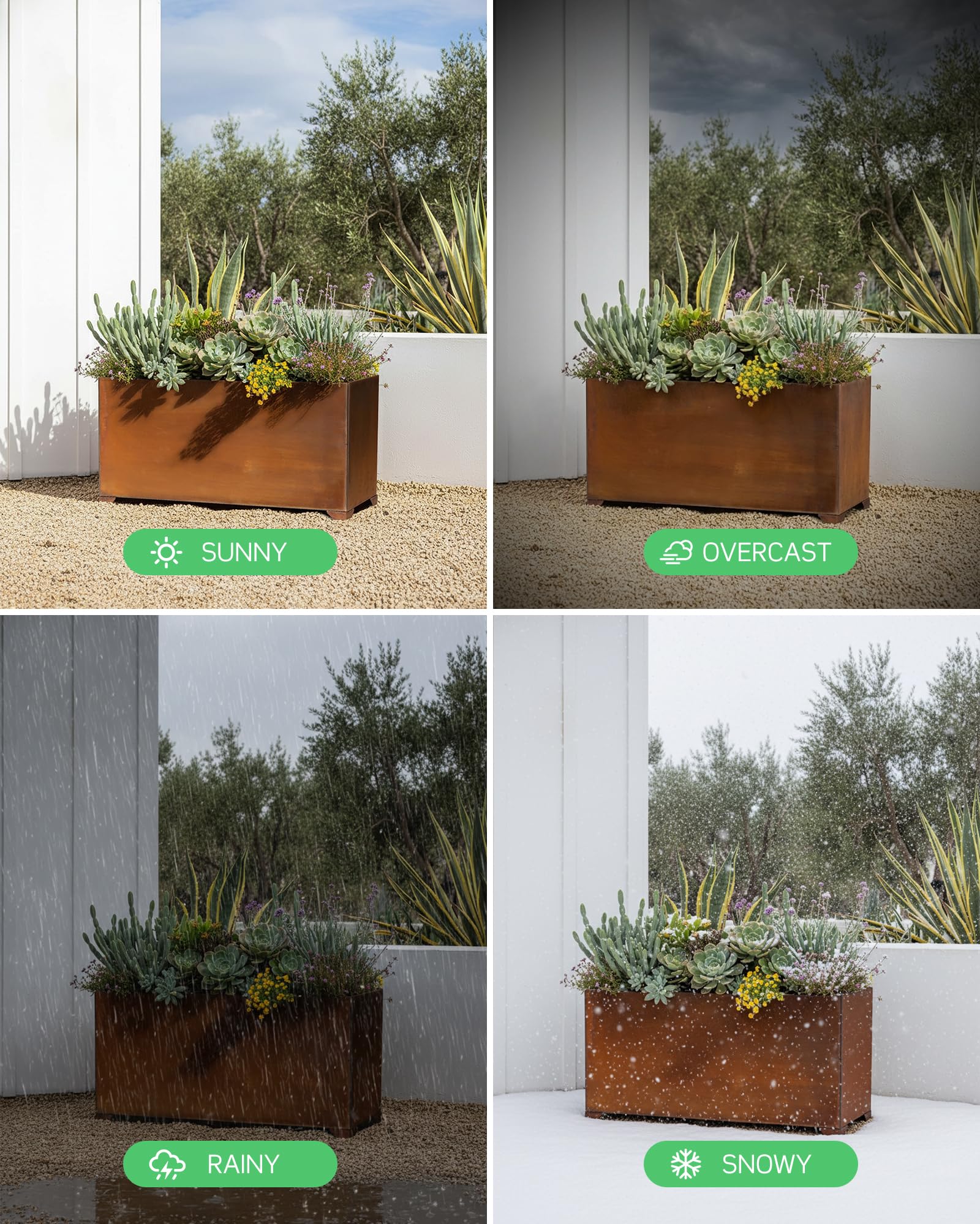 onlyfire Pflanzkübel Groß Außen, Stahl Pflanzkasten Rechteckig, Blumentopf Gross Draussen, Ideal für Garten, Terrasse, Balkon und Wohnräume, Blumenkasten mit Abflusslöchern, Vintage Blumenkübel XXL