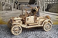 Vista 6 de UGEARS Classic Model Car 3D Puzzle - Folding Roof, Functional 4 Cylinder Engine - Retro Auto DIY for Adults & Kids