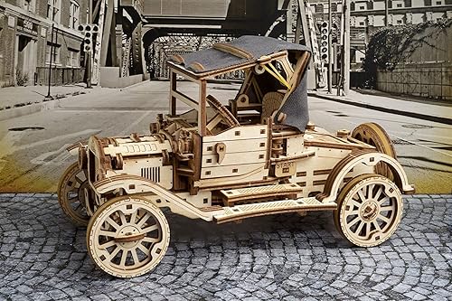 Miniatura 6 de UGEARS Kit de coche de modelo clásico, rompecabezas 3D para adultos y niños con techo plegable y motor funcional de 4 cilindros, kits de coche