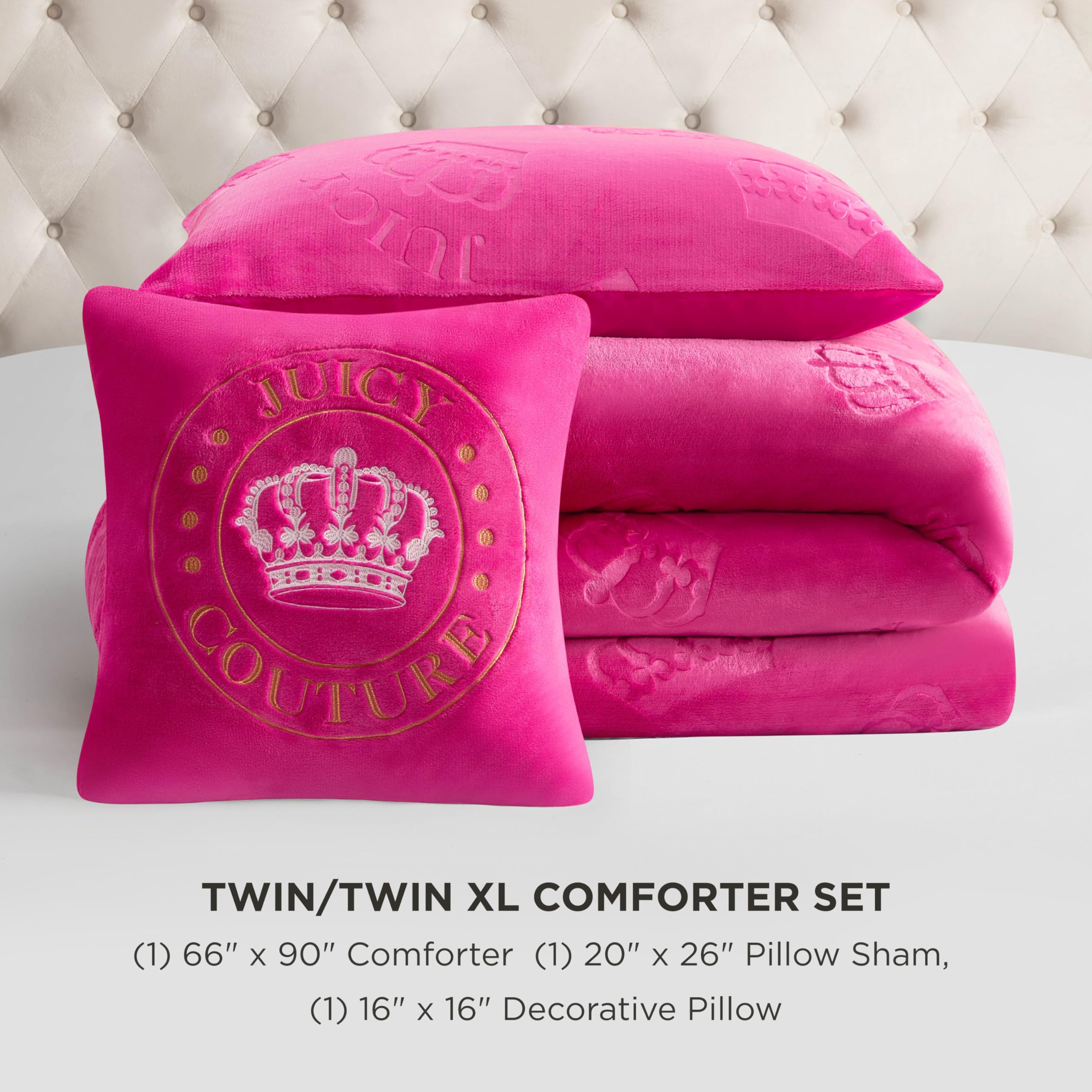 Amazon.com: Juicy Couture Plush Reversible Embossed Crown 3-Piece
