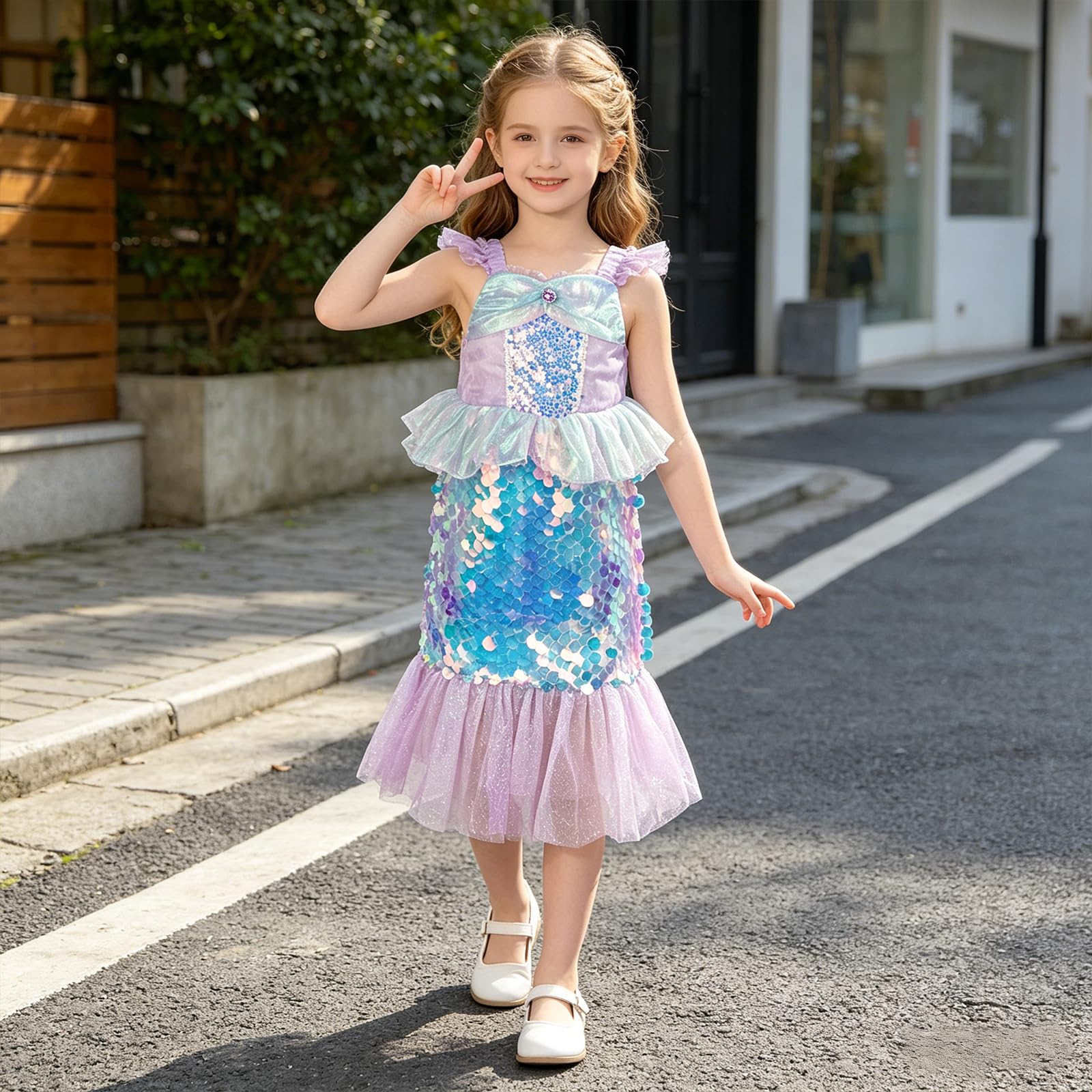Mädchen Kleid (95-140cm) 4-9 Jahre Geschenkset mit Accessoires | Ärmellos Prinzessin-Stil Baumwollfutter,für Geburtstag Hochzeit Sommerfest Party,Kindertag