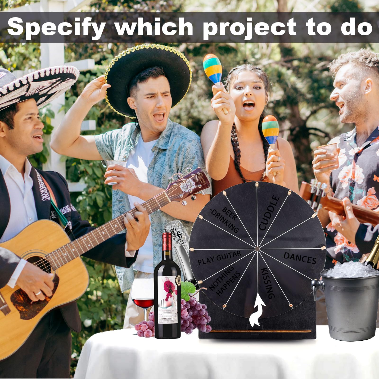 NQEUEPN Hölzernes Glücksrad, 29 cm Preisrad Tisch-Glücksrad Tombola-Rad Roulette-Rad für Glücksspiel Preise Karneval Handelsmesse (Schwarz)