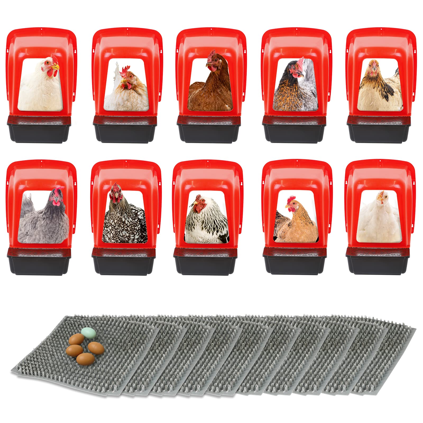 HOWUXZO Chicken Nesting Boxes Chicken Laying Boxes with Egg Roll Out Nesting Boxes for Chickens Coop Nest Box Large, Easy to Install, Waterproof and