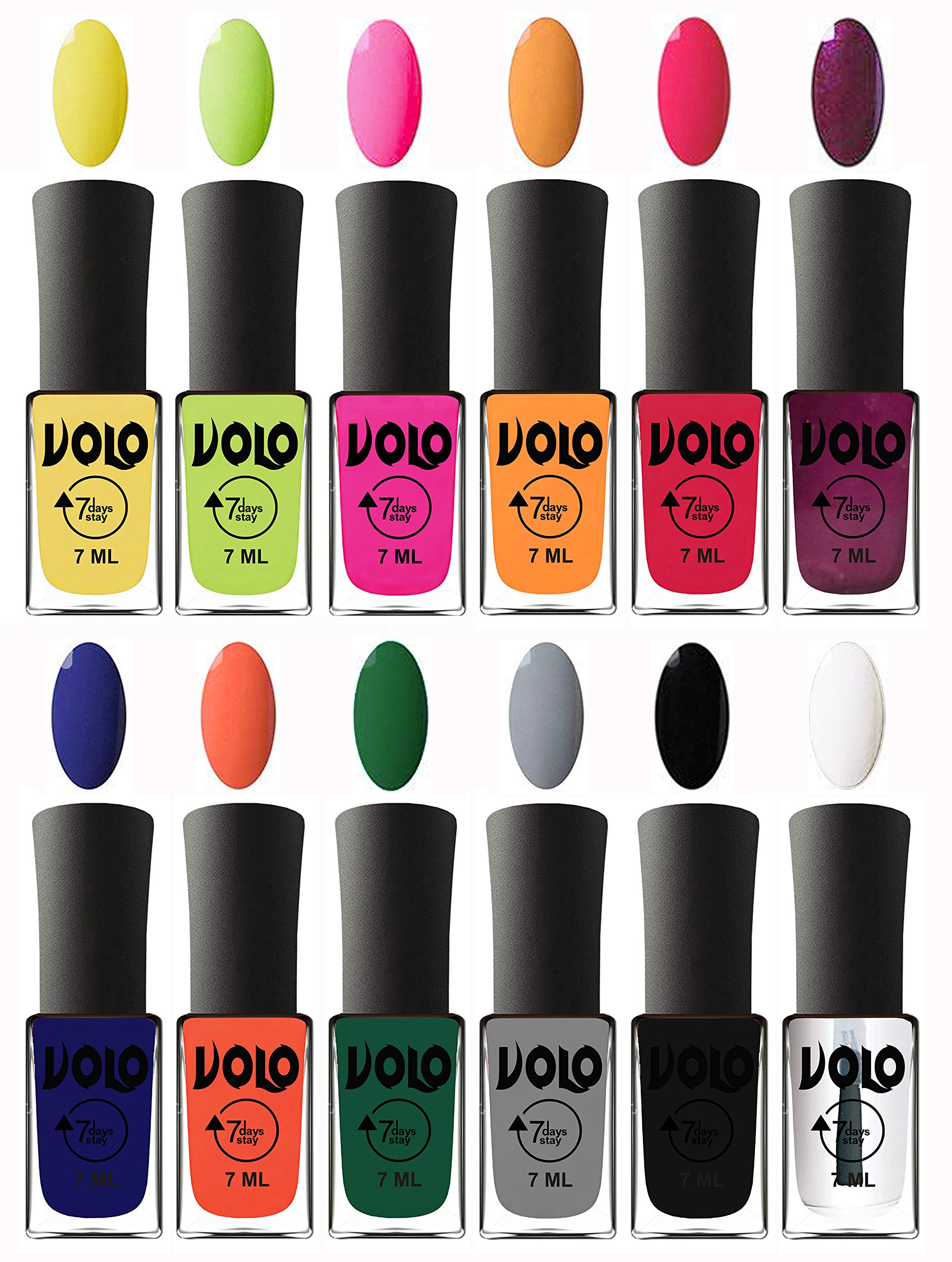 Volo Nail Polishes Set of 12 Unique Long Lasting Colors Modern Shades Multi colors-image-46