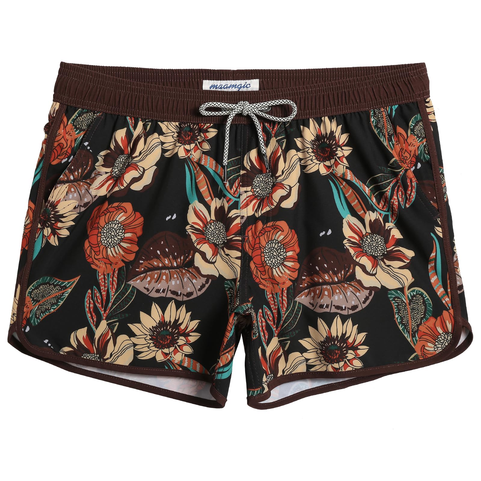 maamgic Herren Badeshorts Vintage Retro Boardshorts Schnelltrocknend Kurz Badehose Schwimmhose mit Mesh-Futter und Verstellbarem Tunnelzug