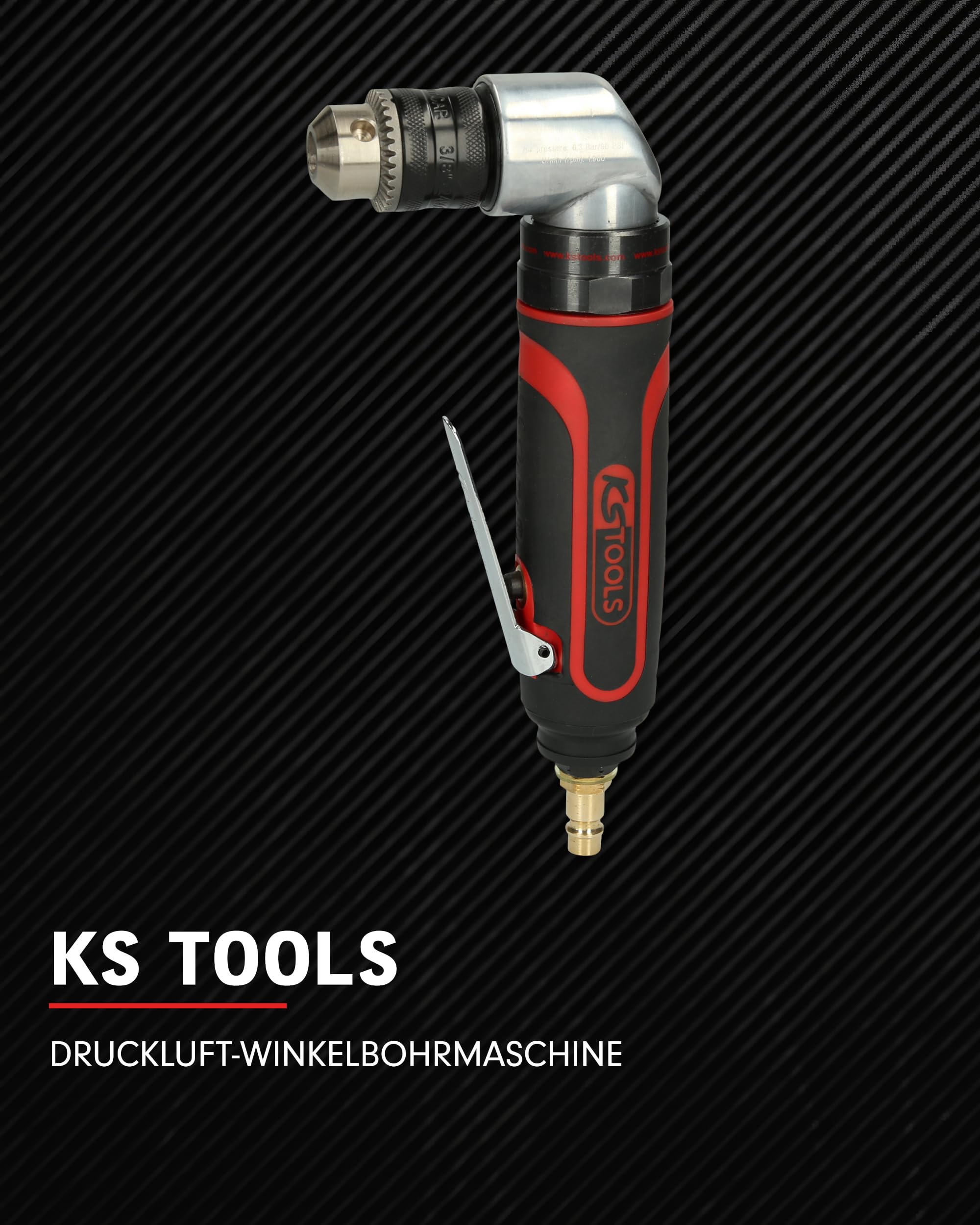 KS Tools Druckluft Winkelbohrmaschine 3/8" SlimPOWER 515.5465 I Winkelbohrmaschine Druckluft mit Zahnkranzbohrfutter-Spannweite bis 10mm I Ideal für Karosserien