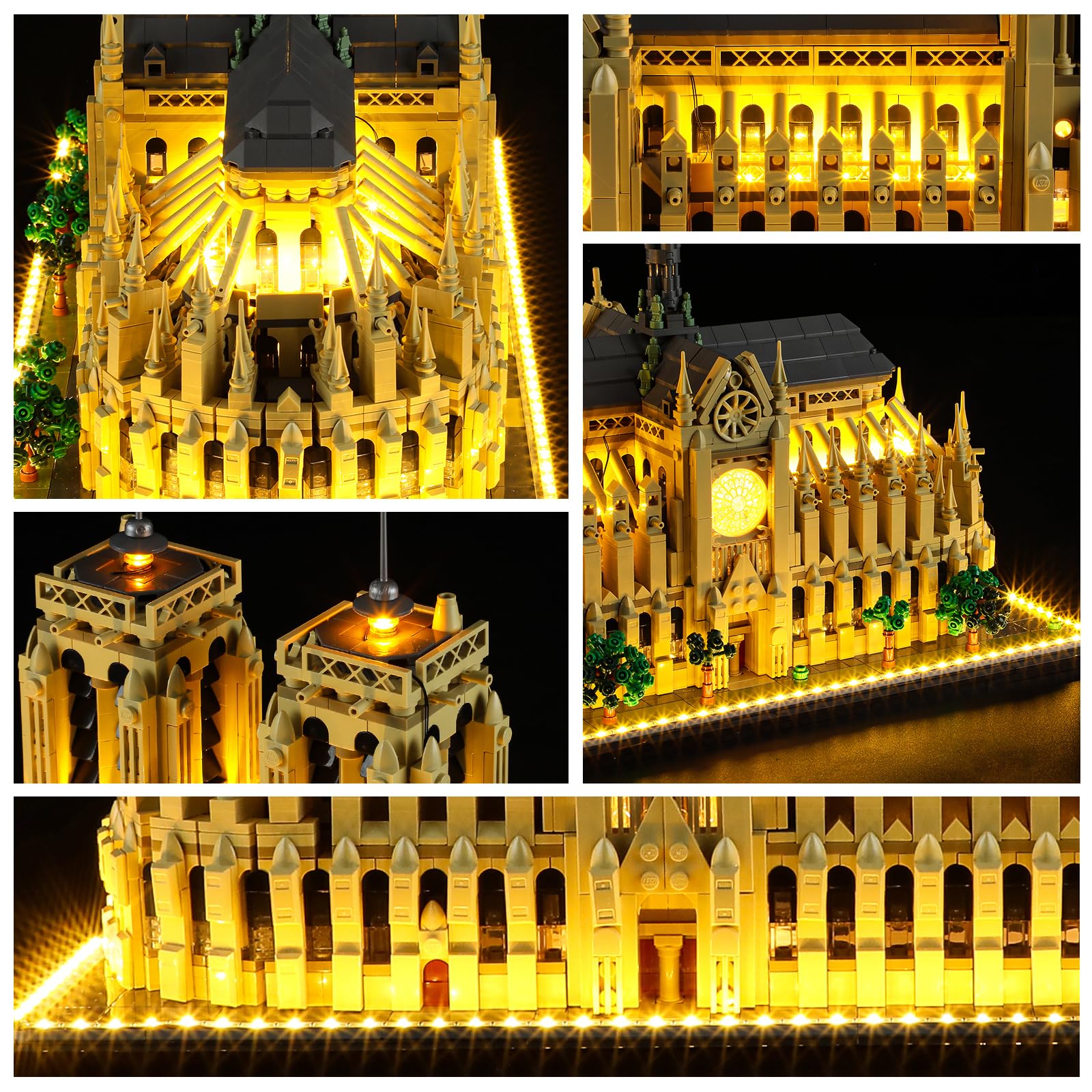YEABRICKS Lampe LED pour Lego-21061 Architecture Notre-Dame de Paris, modèle de blocs de construction (Lego Set non inclus)