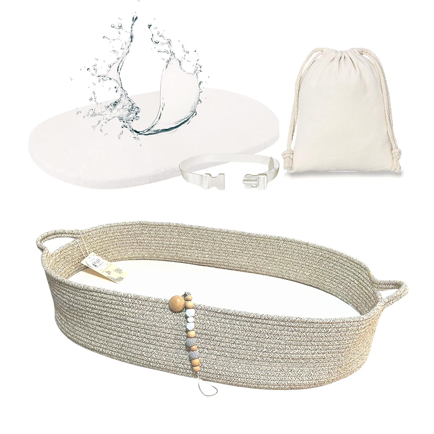 Baby Changing Basket Thick Foam Pad with Wipeable WaterResistant Pad Cover