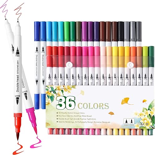 36 marcadores de pincel para libros de colorear para adultos, marcadores de oficina para adultos, rotuladores de doble punta para dibujar,