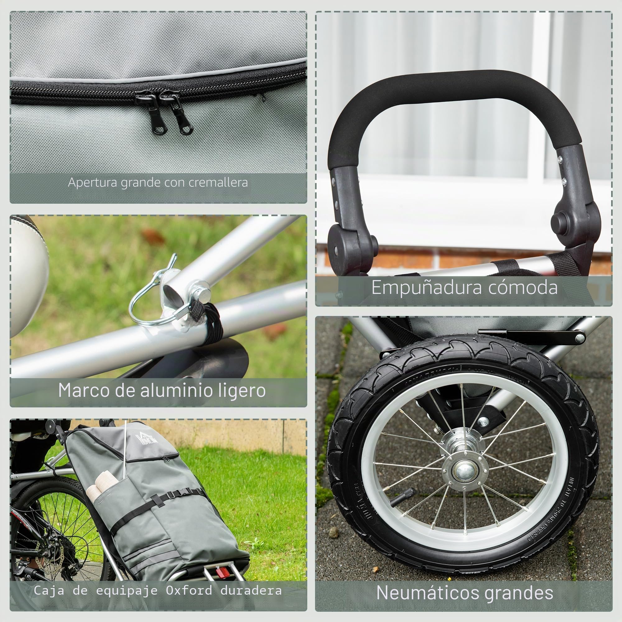 HOMCOM Remolque de Carga 2 en 1 Carro de la Compra para Carrito de la Compra Remolque para Bicicletas Remolque de Transporte con Abrazaderas de conexión para Acoplamiento de Bicicletas 24,3 kg máx 55