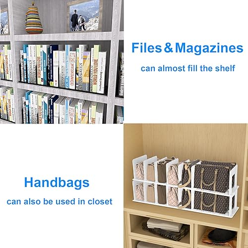 Miniatura 4 de Clasificador de archivos vertical ajustable, soporte de archivos vertical expandible de plástico resistente, organizador de carpetas de escritorio,