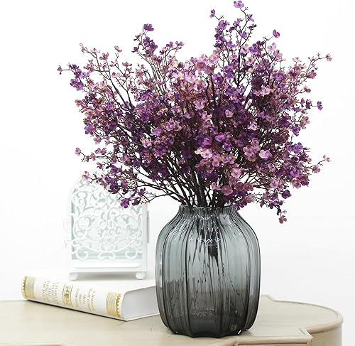 Miniatura 3 de Flores artificiales de seda de aliento de bebé a granel con jarrón, 10 piezas para decoración de otoño, ramo de flores falsas a granel para el