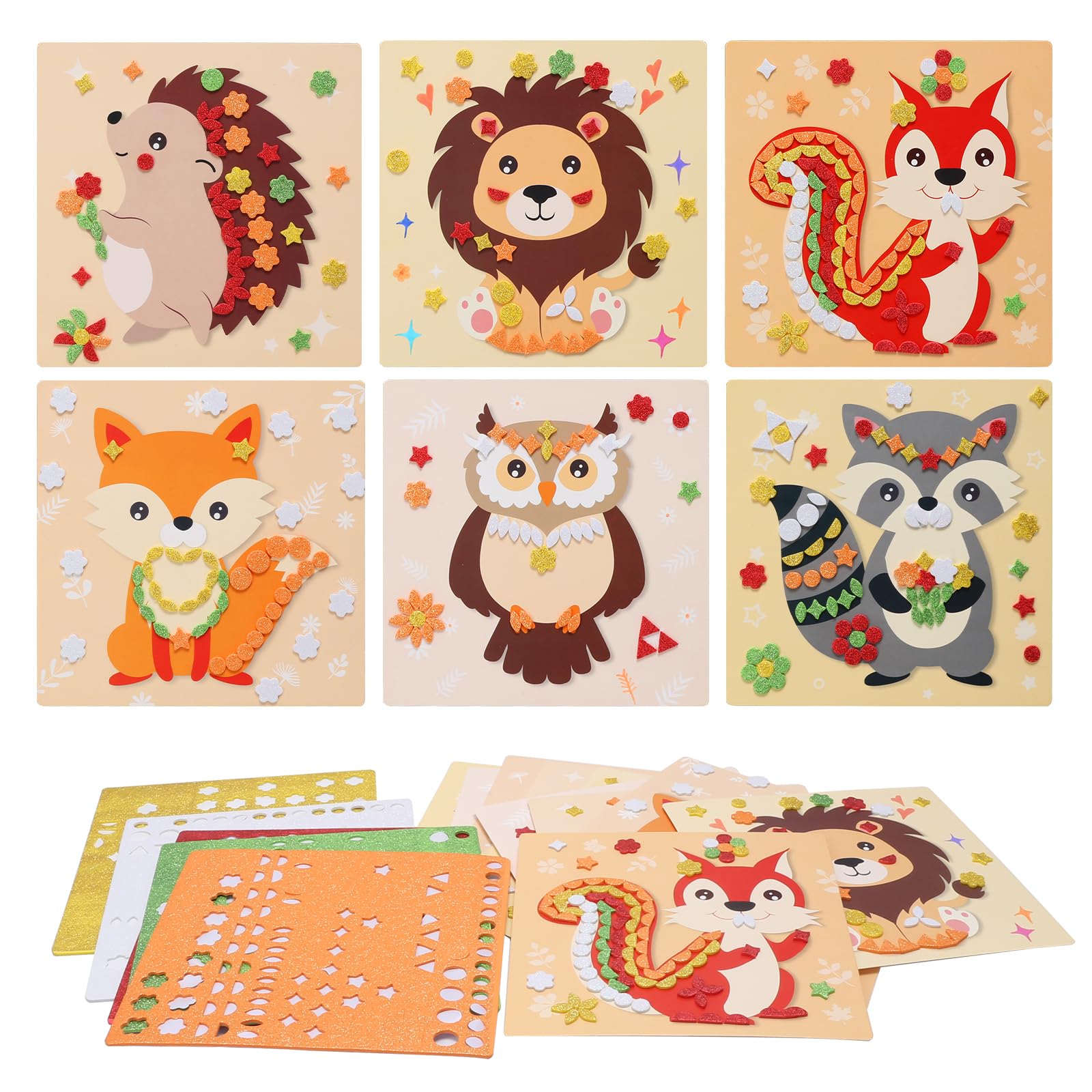 LAMEK 12 Pcs DIY Animal Foam Stickers - Kids Autumn Crafts for Boys & Girls - Fall Thanksgiving Party Decorations