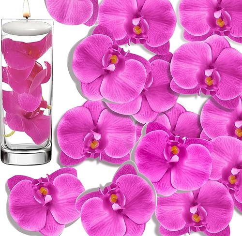 Miniatura 8 de 20 piezas de orquídeas artificiales azules para centros de mesa de velas flotantes, cabeza y tallo de flores sintéticas, ramo de manualidades para