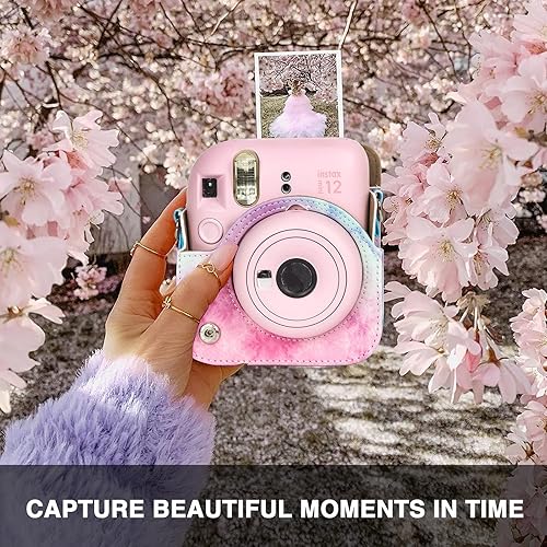 Miniatura 6 de CAIYOULE Funda para cámara Instax Mini 12, piel sintética, especializada para Fujifilm Instax mini 12, diseño de agujero preciso, ajuste perfecto y