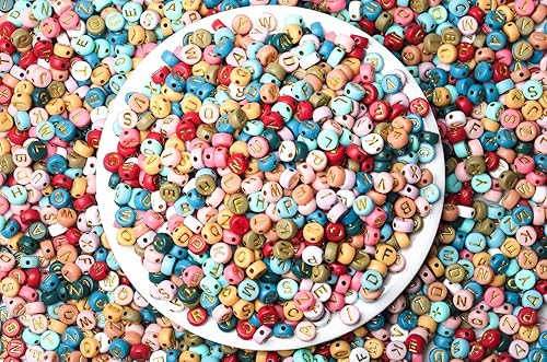 DUQGUHO 3500 cuentas de letras acrílicas con números del alfabeto de la A a la Z, cuentas redondas blancas de 26 letras para hacer joyas, pulseras,