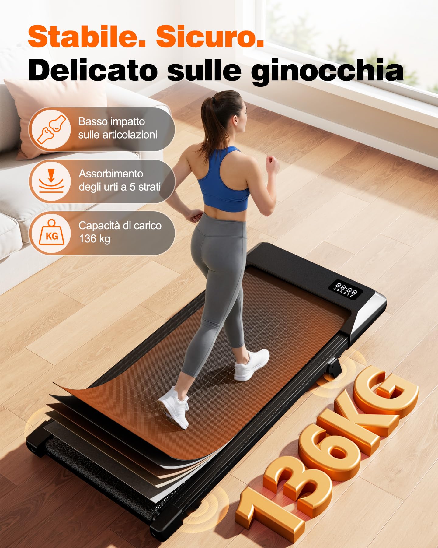 Superun Raceable Walking Pad Suitable for High-Tech Machines, 136 kg Capacity Desk Treadmill, Treadmill with App Control with Training Courses and Multi-Runner Racing