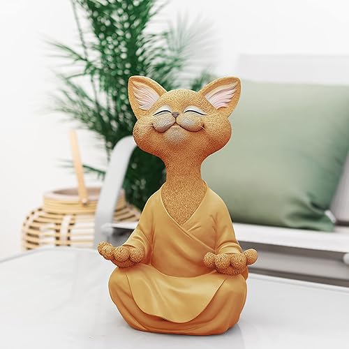 Miniatura 3 de Estatua de jardín de meditación de Buda Namaste de 12 pulgadas, colección Happy Cat, regalos para amantes de los gatos para mujeres, regalos de yoga