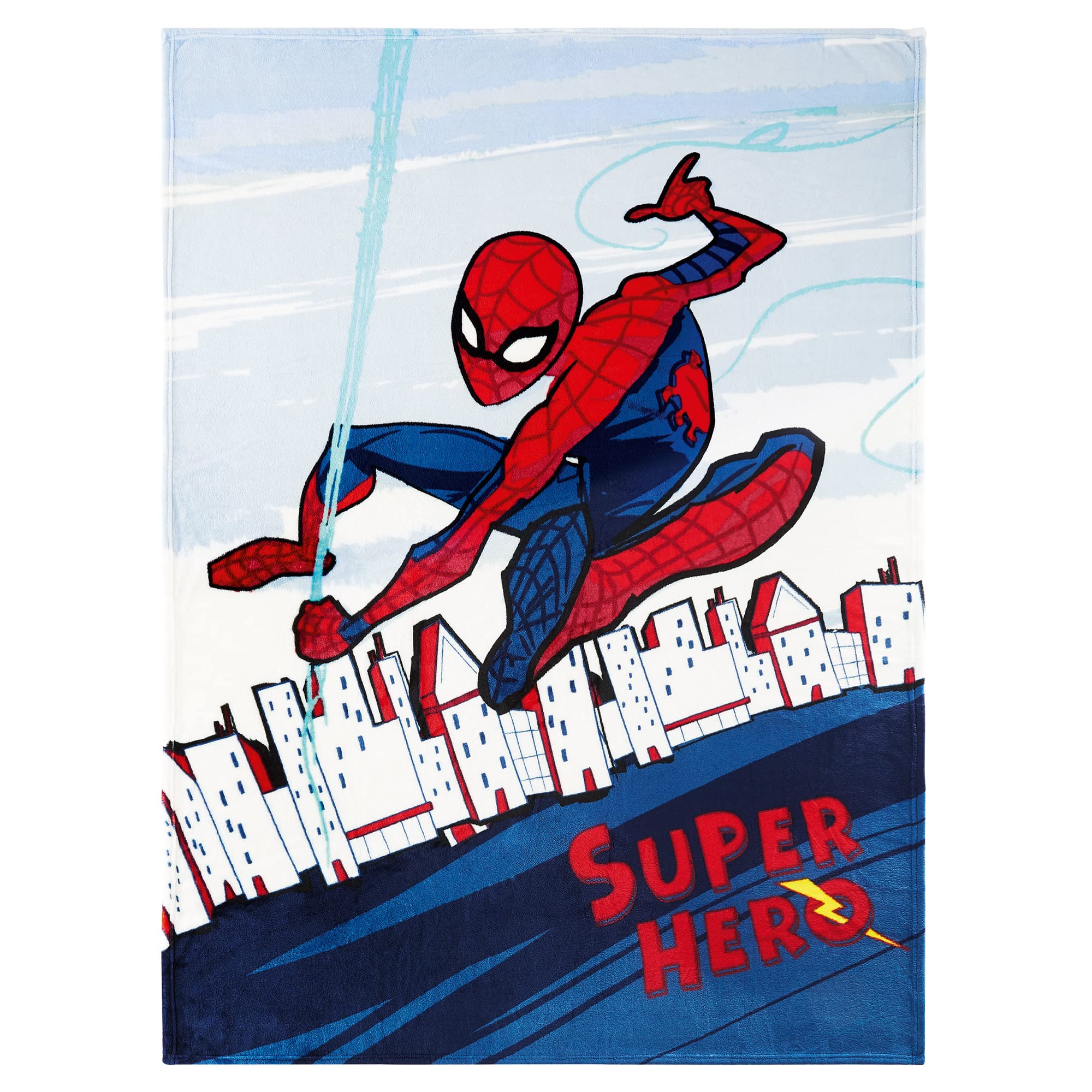 Duży koc Spider Man Super Hero 130 x 170 cm, super miękki koc polarowy koralowy, z mikropolaru, przytulny, na sofę, Spider-Man Marvel Comics Disney MCU Avengers, No Way Home, pasuje do pościeli