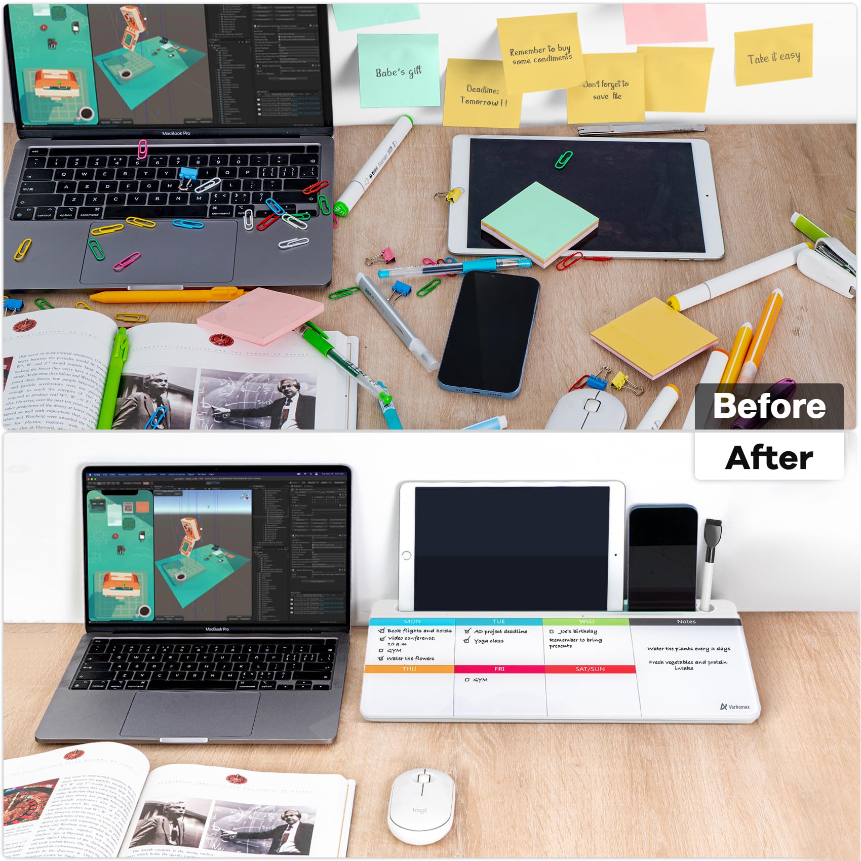 Snapklik.com : Varhomax Glass Weekly Dry Erase Desk White Board ...