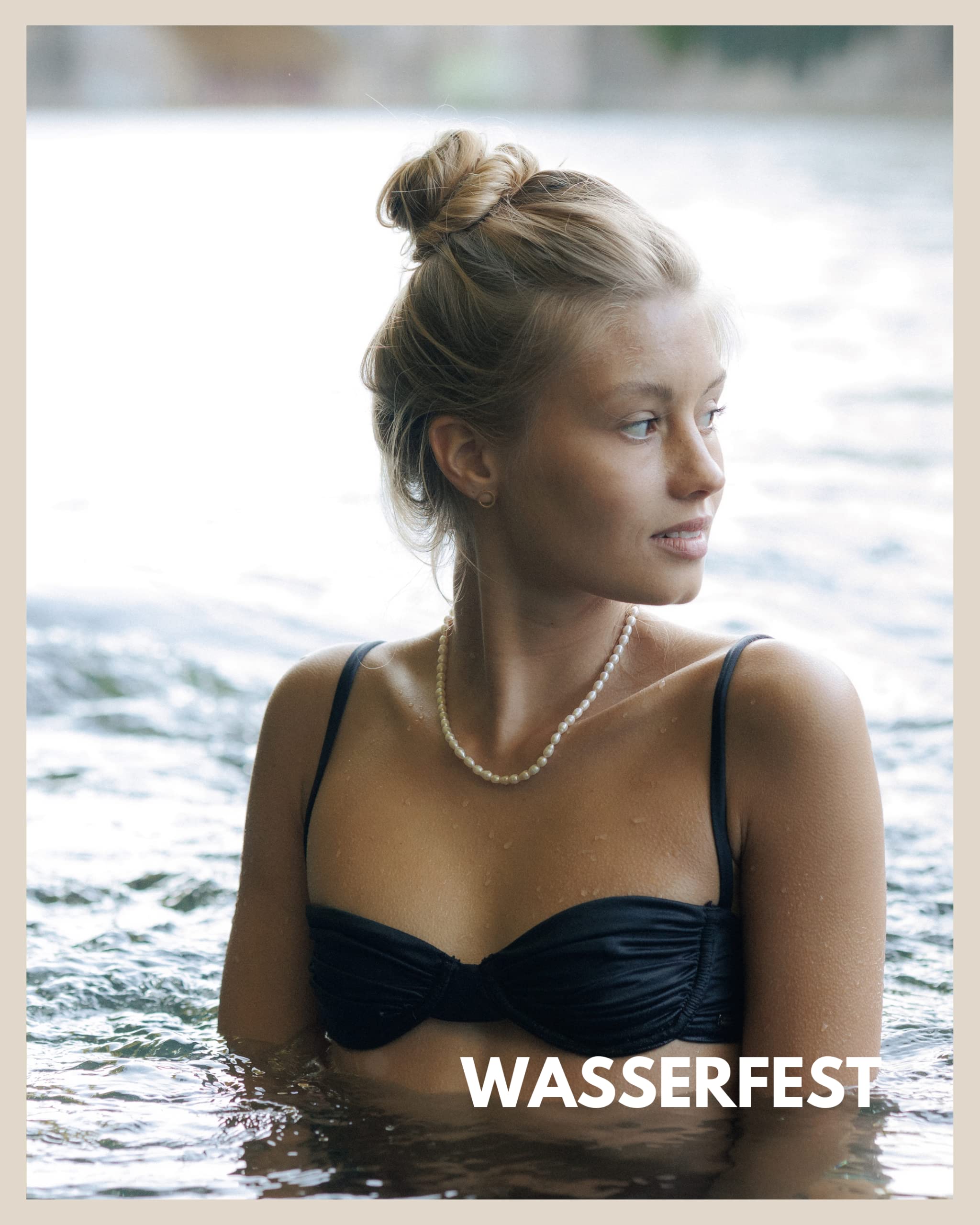 GD GOOD.designs Perlenkette Damen mit Süßwasserperlen - wasserfest I Perlen Kette mit 18 Karat Vergoldung (45cm) Hautverträgliche Halskette ohne Anhänger