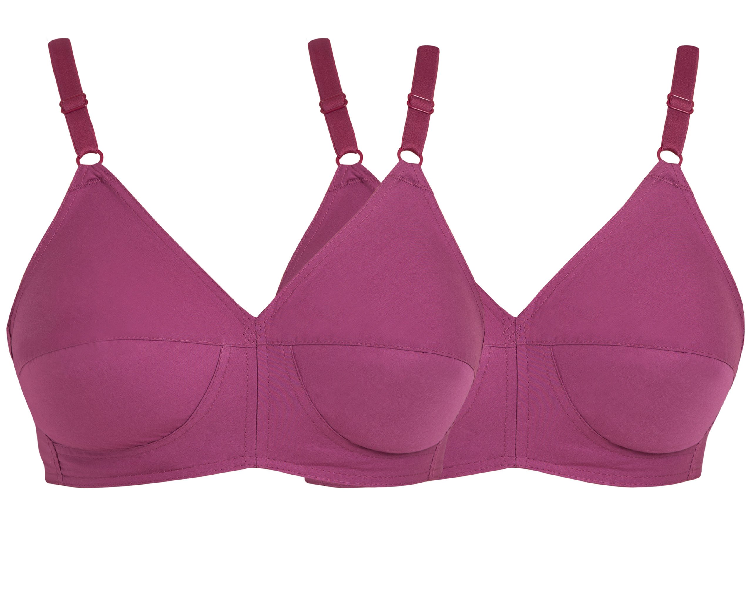 souminie Women's Cotton Non-Padded Non-Wired Everyday Bra (SLY-933_Magenta_44DD) Pack of 2-picture-13