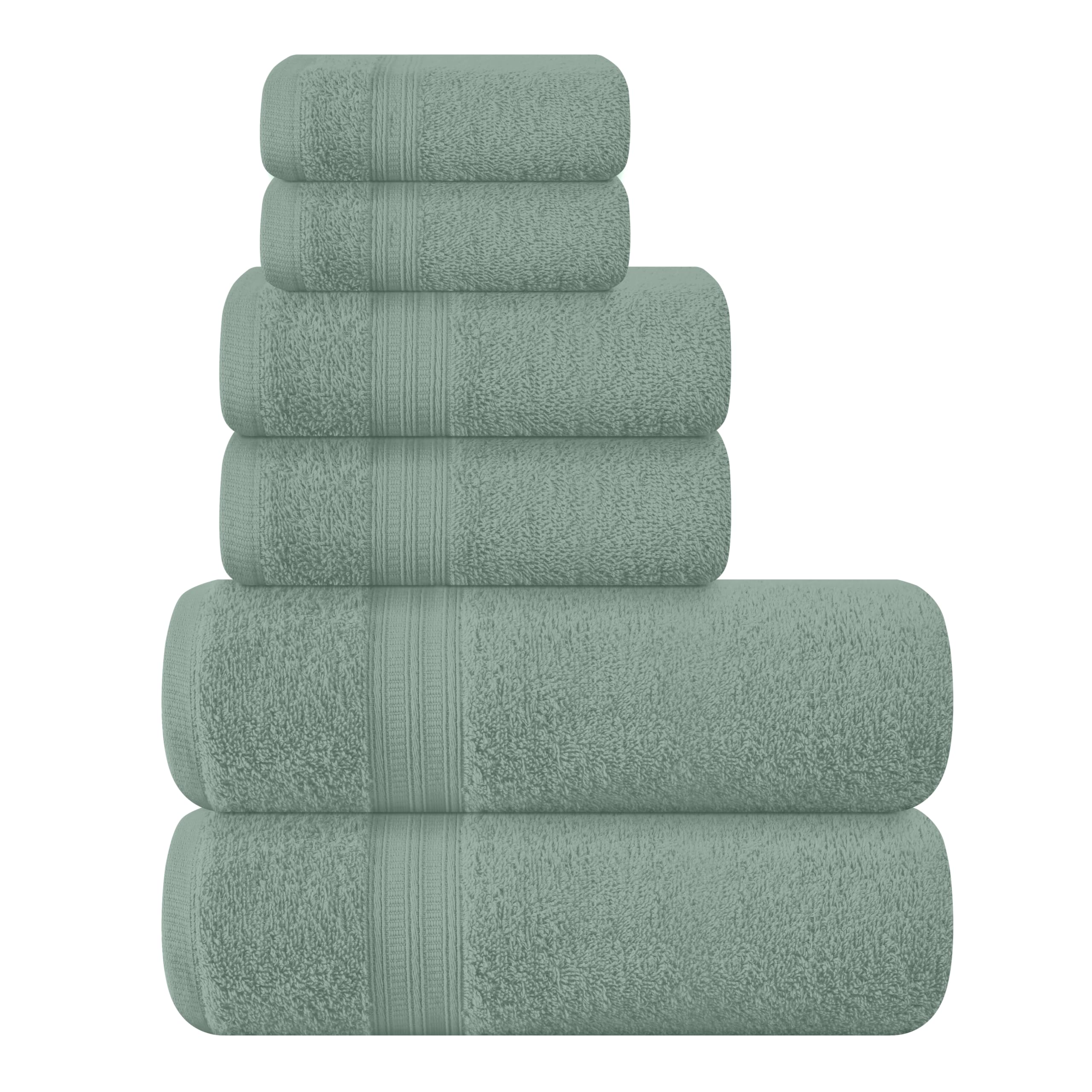 Photo 1 of BOUTIQUO 6-Piece Cotton Towel Set - Jade