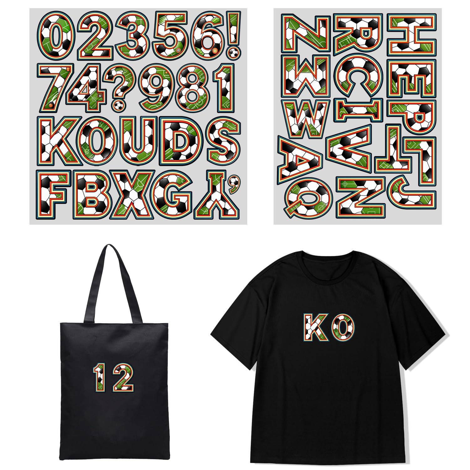 2 Inch Iron On Letters Heat Transfer Letters, Alphabets for Sport Jerseys T Shirts Team Name Clothes Slogan Printing DIY Crafts Decoration (10 Color Optional) (5 Sheets Football A)