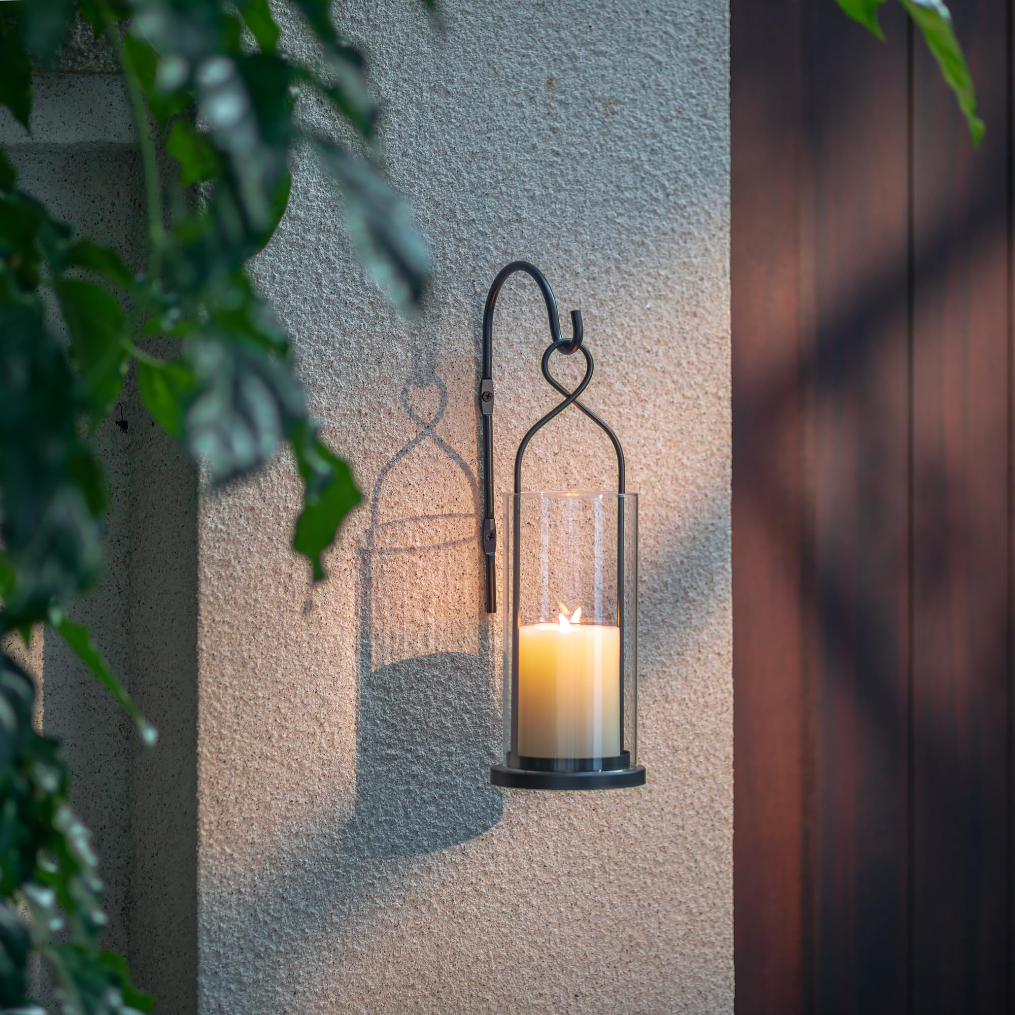 Walasis Wall Candle Holder Set of 2: Black Metal Modern Hurricane