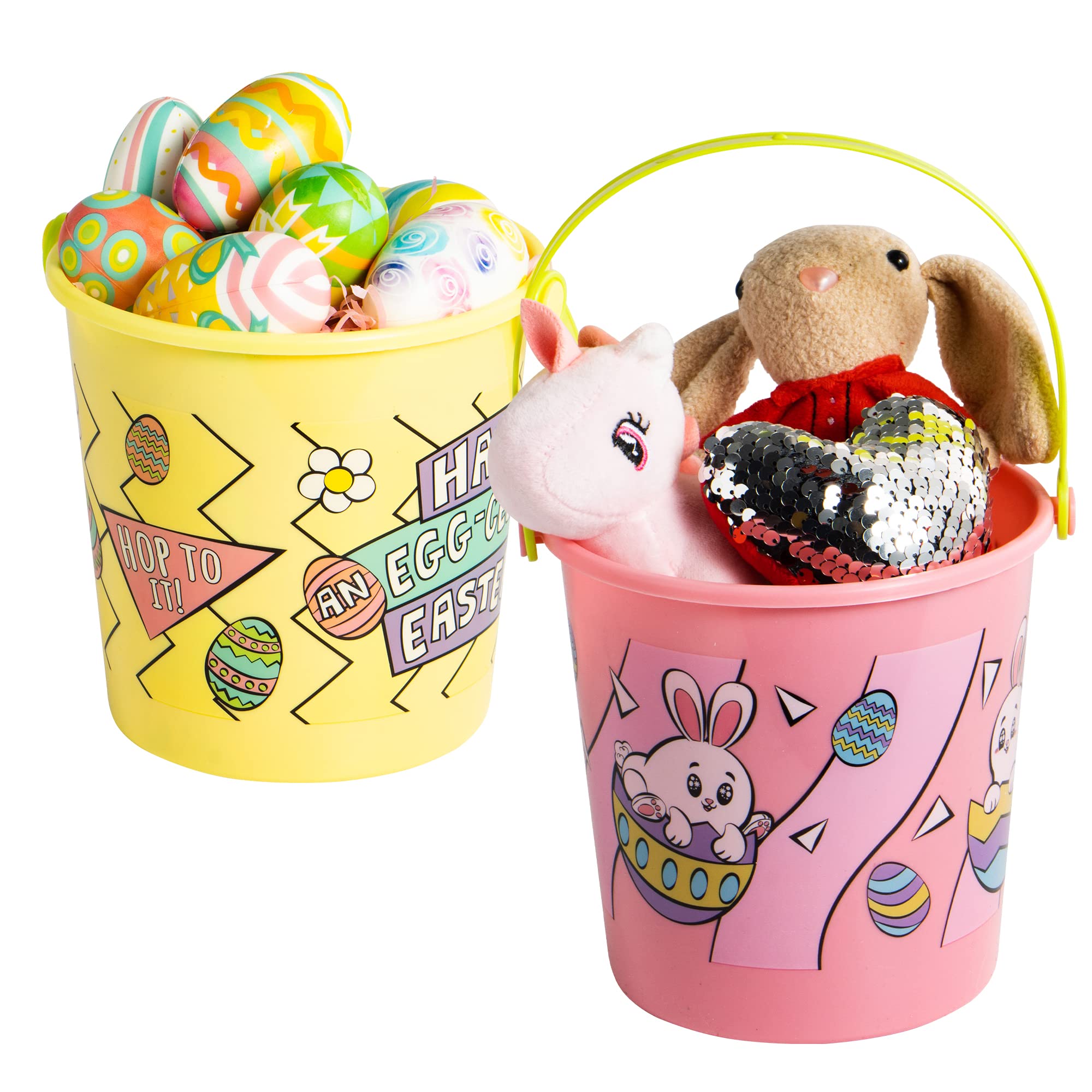 Multi Colored Easter Plastic Buckets with Handles, 6 Pcs JOYIN
