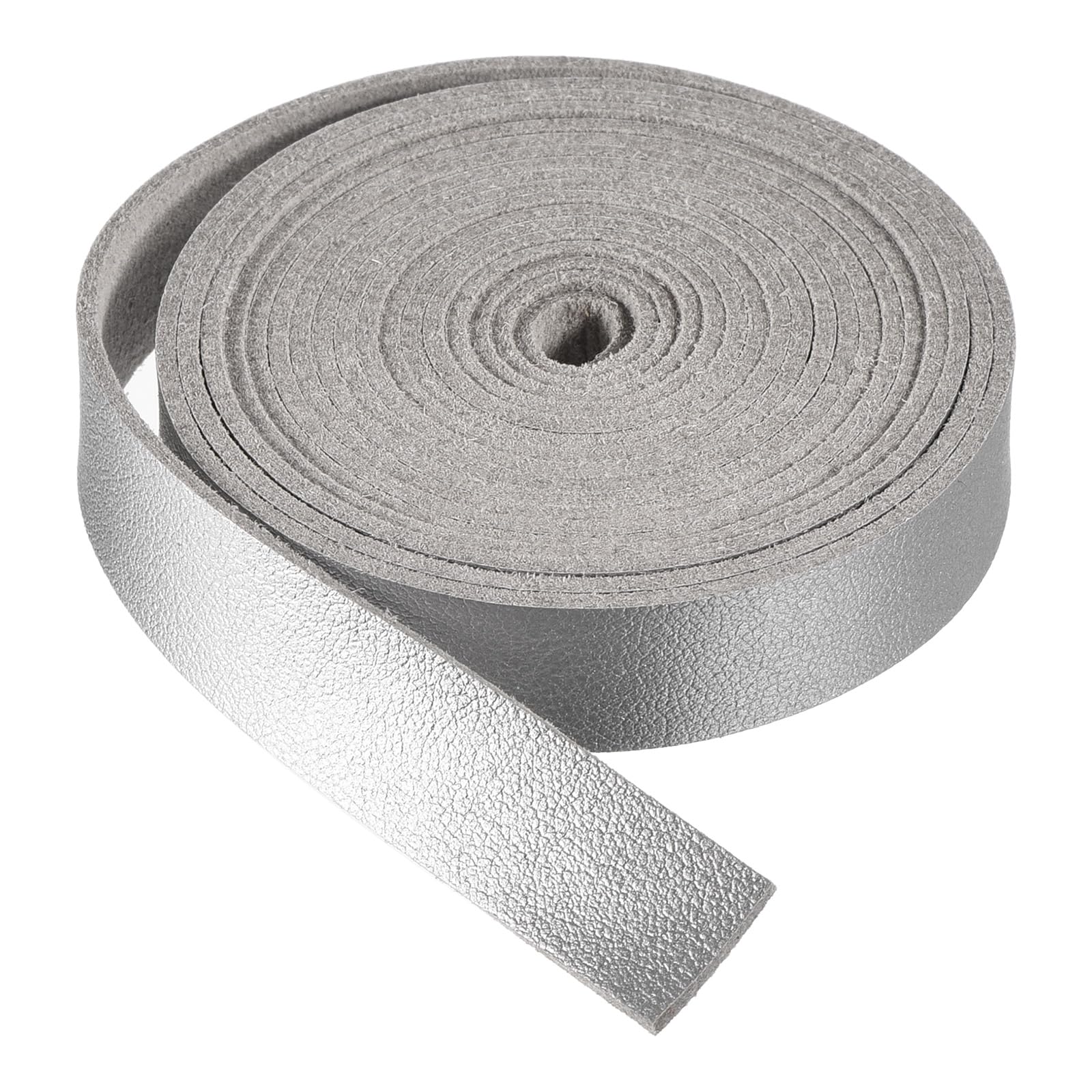 DMiotech Silver Faux Leather Strap 0.5 Inch Wide 78 Inch Long Flat Leather Belt Strip 1.3mm Thick Single Sided Cord for Arts Craft DIY Traction Ropes