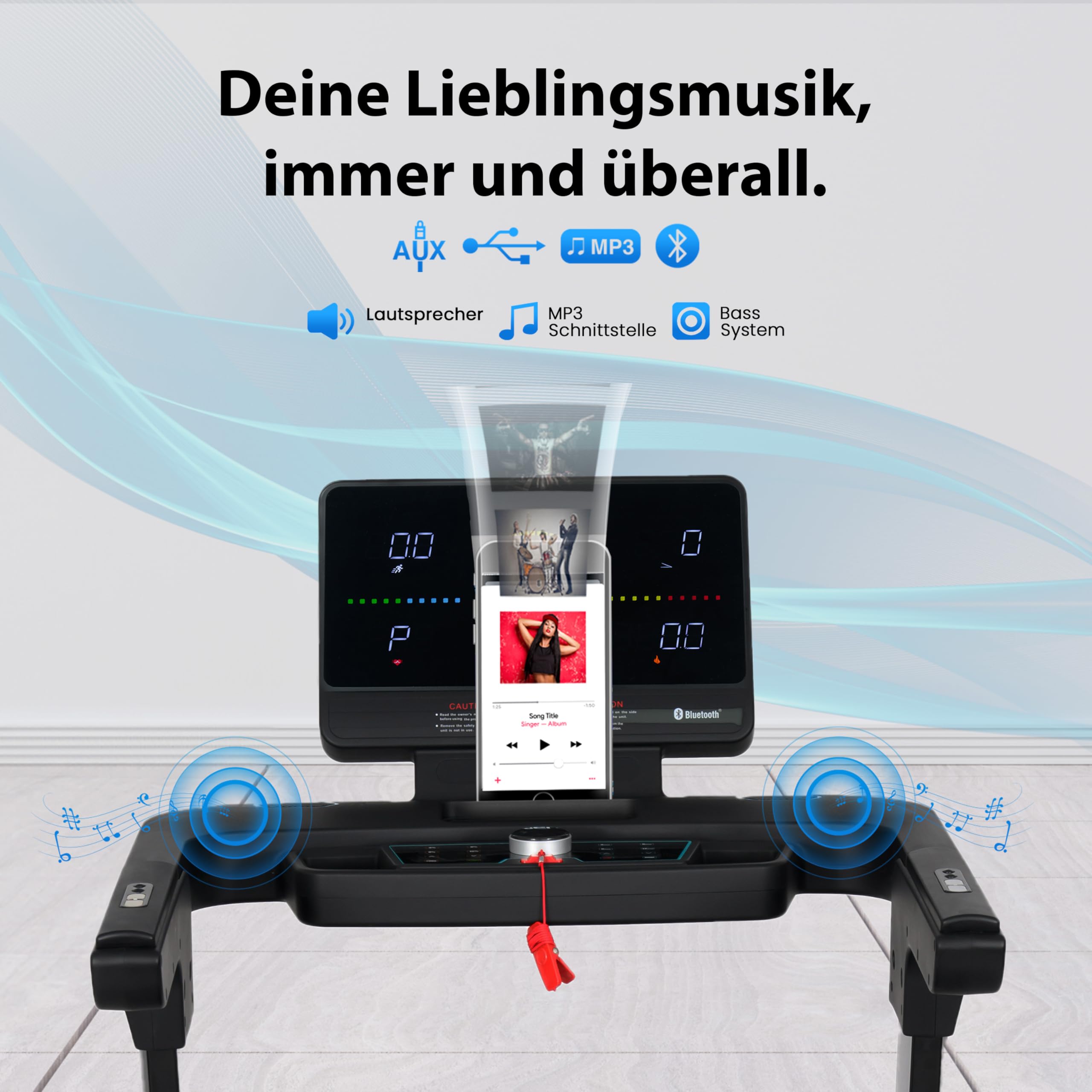 AsVIVA T16 Laufband klappbar, 18 km/h & 18% Steigung, 4 PS Motor, Bluetooth App kompatibel, induktive Ladefunktion, leise