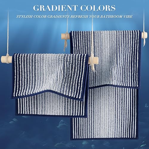 Miniatura 161 de BSICPRO Juego de alfombras y tapetes de baño, 2 piezas de felpilla gruesa y absorbente, antideslizantes, suaves y peludas para baño, lavables a