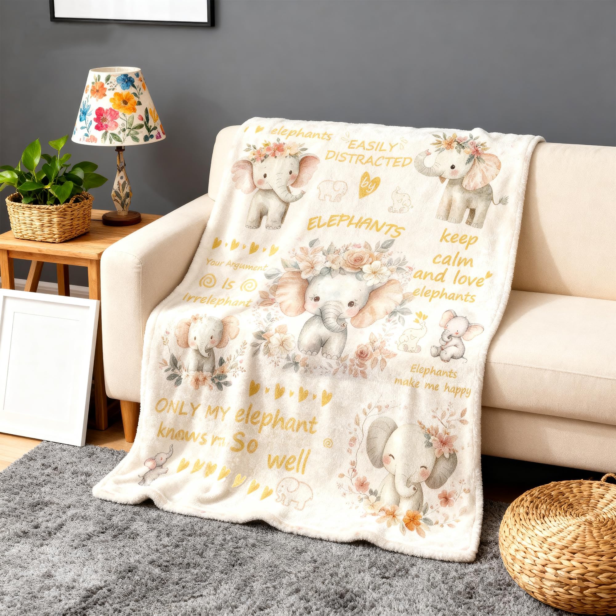 Elephant Gifts for Women, 8pcs Elephant Gift Set With Blanket,Birthday Present With Tote Bag,Novelty Socks For Daughter,Mom,Sister,Friends