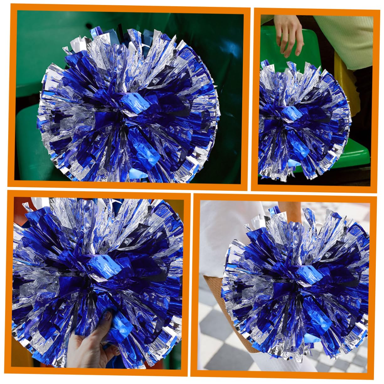 ibasenice 6Pcs Cheerleading Pom Poms and Cheerleader Accessories for Sports Events Dance Parties and Team Spirit Cheering Activities