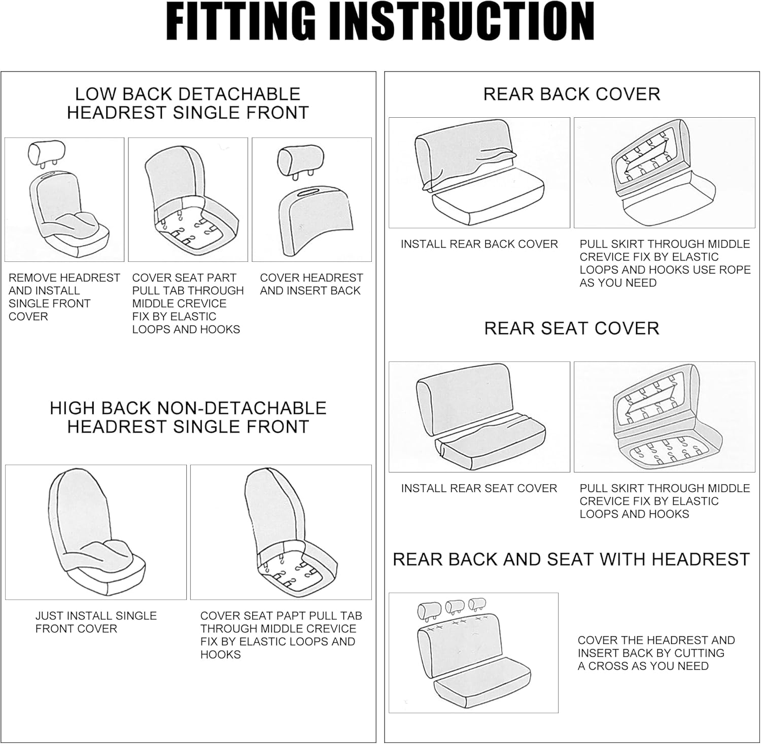 X AUTOHAUX Universal Fit Full Set Car Seat Cover Kit Flat Cloth Fabric Seat Protector Pad for Most Car Truck SUV Black Green