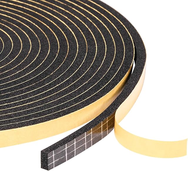 Yotache Foam Weather Stripping 6mm Wide X 3mm Thick, Insulation Soundproofing Strips Tape Gasket Seal for Doors and Window, Sliding Door Jamb, Frame, Total 15m (3 X 5m Each)