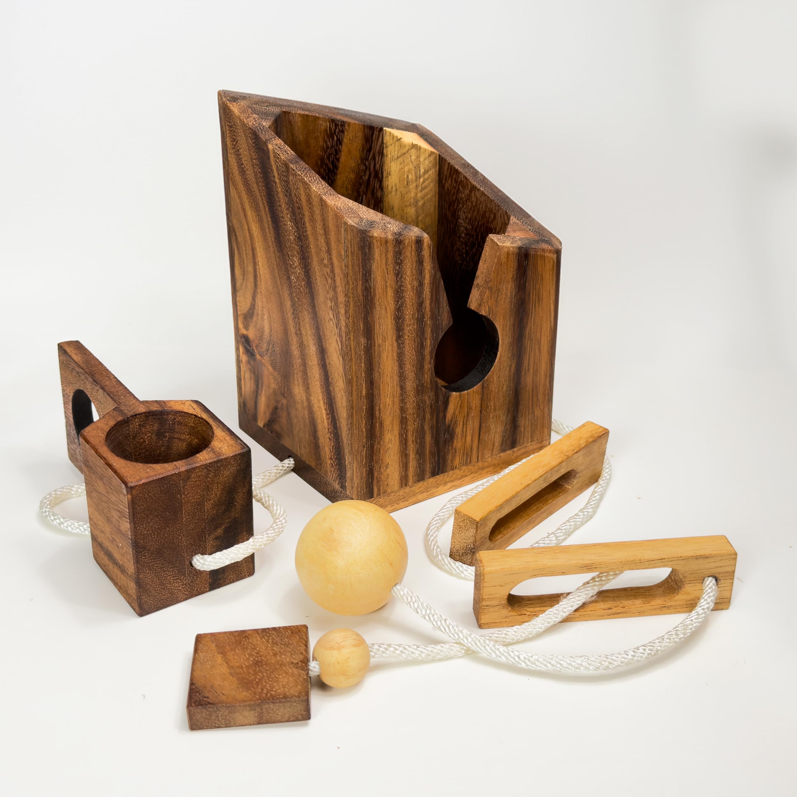 Crafty Artisan - Wine Bottle Lock Puzzle - Wooden IQ Brain Teaser for Adults - Fun Gift for Men or Women, Brown, Small - Image 2